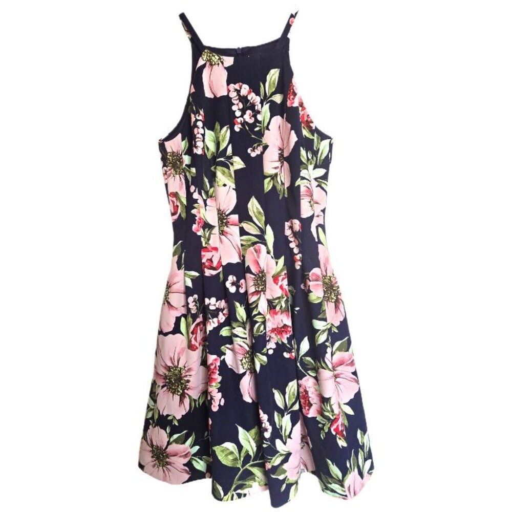 Vince Camuto Fit & Flare Floral Dress - Navy / Pink / Green - Size 6